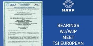 HARP railway bearings are certified according to the European TSI standards