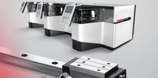 Tschudin Cube 350 centreless grinder uses NSK RA high-precision roller guides